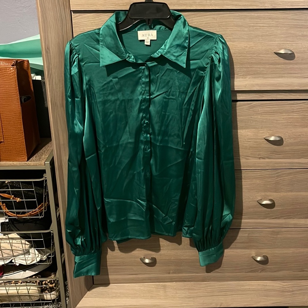Green Button Down Blouse